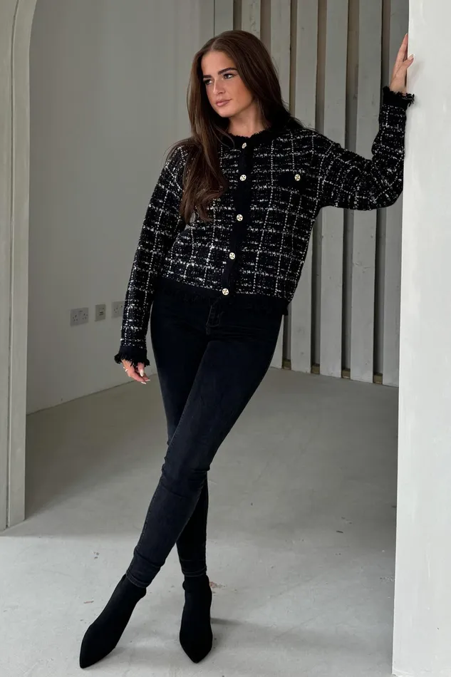 Girl In Mind Jackets Zya Black Knit Gold Button Jacket 8211 Women
