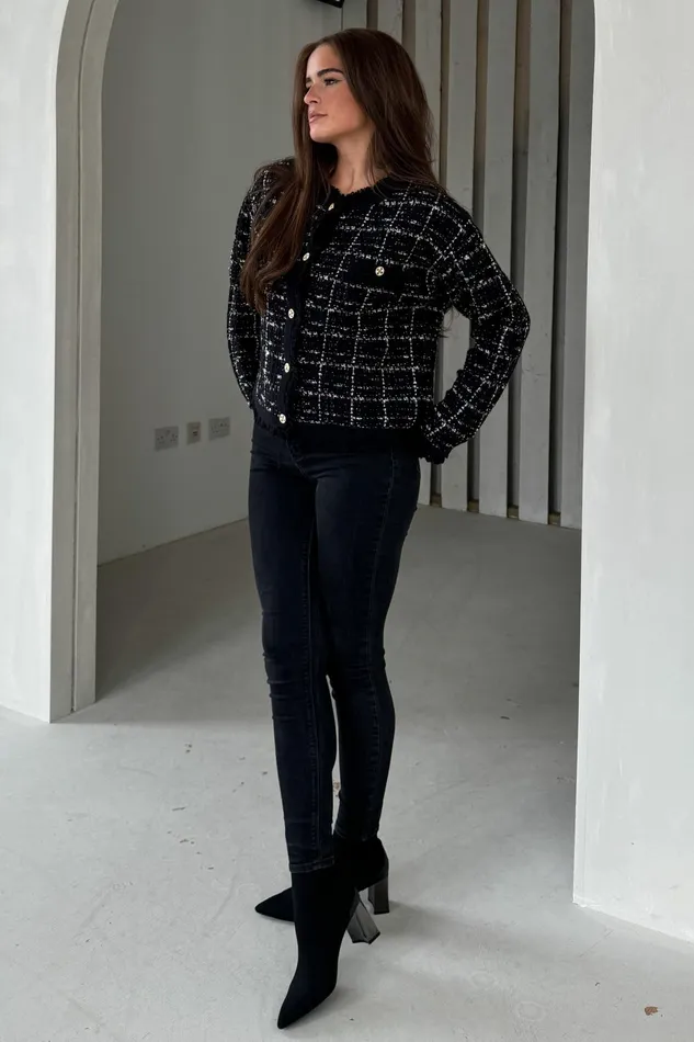 Girl In Mind Jackets Zya Black Knit Gold Button Jacket 8211 Women