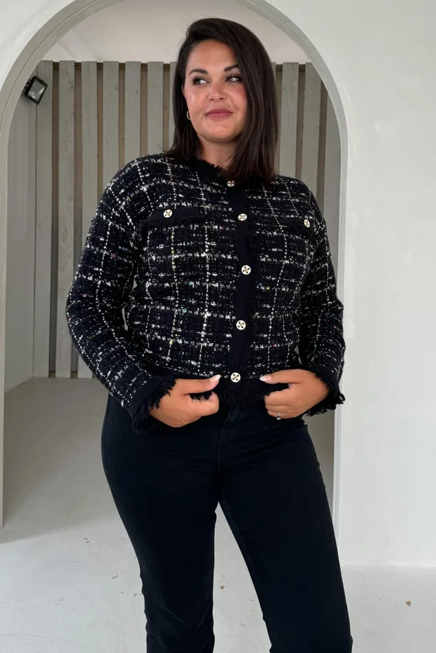 Girl In Mind Jackets Zya Black Knit Gold Button Jacket 8211 Women