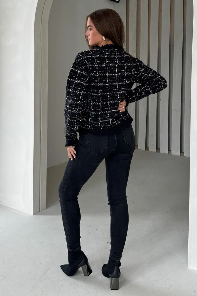 Girl In Mind Jackets Zya Black Knit Gold Button Jacket 8211 Women