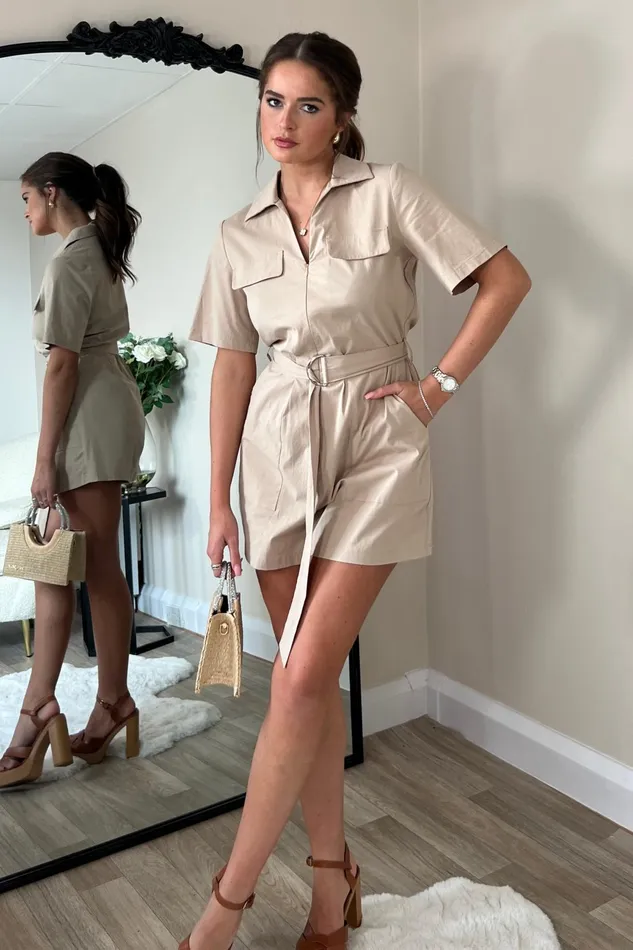 Girl In Mind Jumpsuits and Playsuits Clementine Sand Utility Style Playsuit 8211 Women