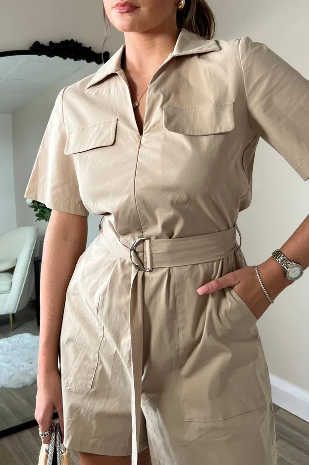 Girl In Mind Jumpsuits and Playsuits Clementine Sand Utility Style Playsuit 8211 Women