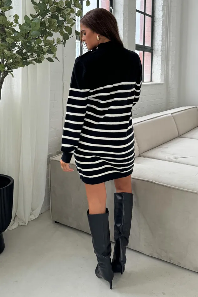 Girl In Mind Knitwear Fallon Black With Cream Stripe Knit Jumper Dress 8211 Women Girl In Mind Knitwear Fallon Black With Cream Stripe Knit Jumper Dress 8211 Women
