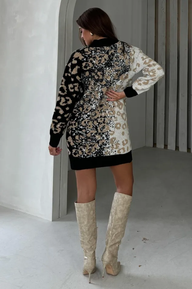Girl In Mind Knitwear Mavis Black Leopard Jumper Dress 8211 Women
