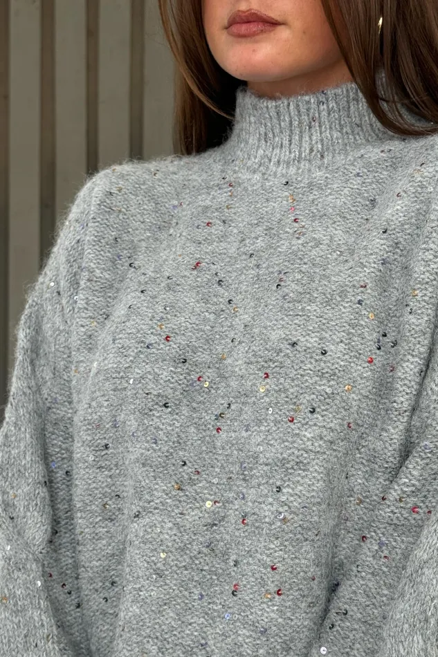 Girl In Mind Knitwear Sonya Grey Speckled Sequin Knit Jumper 8211 Women Girl In Mind Knitwear Sonya Grey Speckled Sequin Knit Jumper 8211 Women