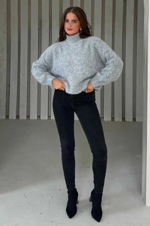 Girl In Mind Knitwear Sonya Grey Speckled Sequin Knit Jumper 8211 Women Girl In Mind Knitwear Sonya Grey Speckled Sequin Knit Jumper 8211 Women