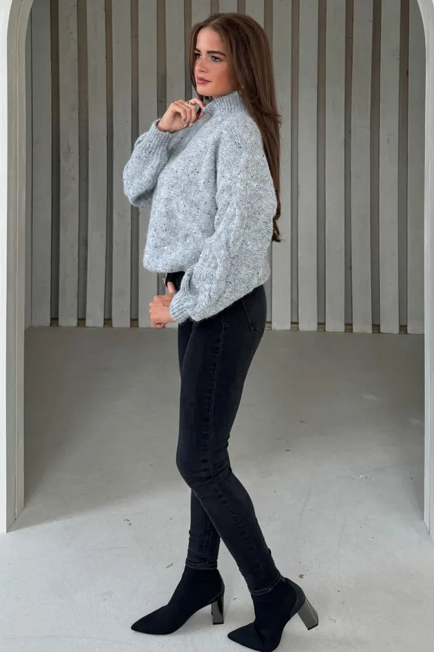 Girl In Mind Knitwear Sonya Grey Speckled Sequin Knit Jumper 8211 Women Girl In Mind Knitwear Sonya Grey Speckled Sequin Knit Jumper 8211 Women