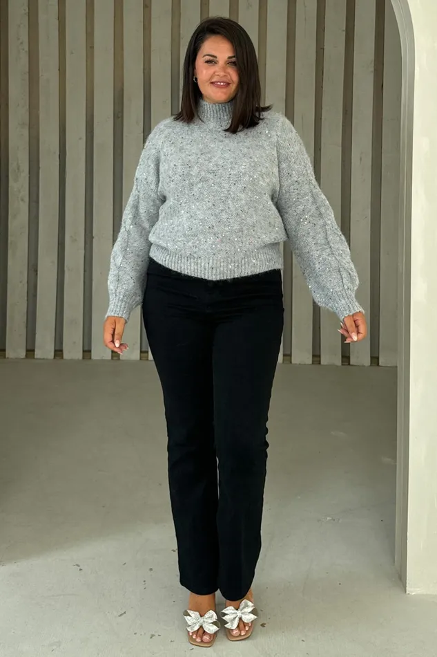 Girl In Mind Knitwear Sonya Grey Speckled Sequin Knit Jumper 8211 Women Girl In Mind Knitwear Sonya Grey Speckled Sequin Knit Jumper 8211 Women