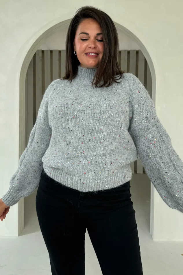 Girl In Mind Knitwear Sonya Grey Speckled Sequin Knit Jumper 8211 Women Girl In Mind Knitwear Sonya Grey Speckled Sequin Knit Jumper 8211 Women