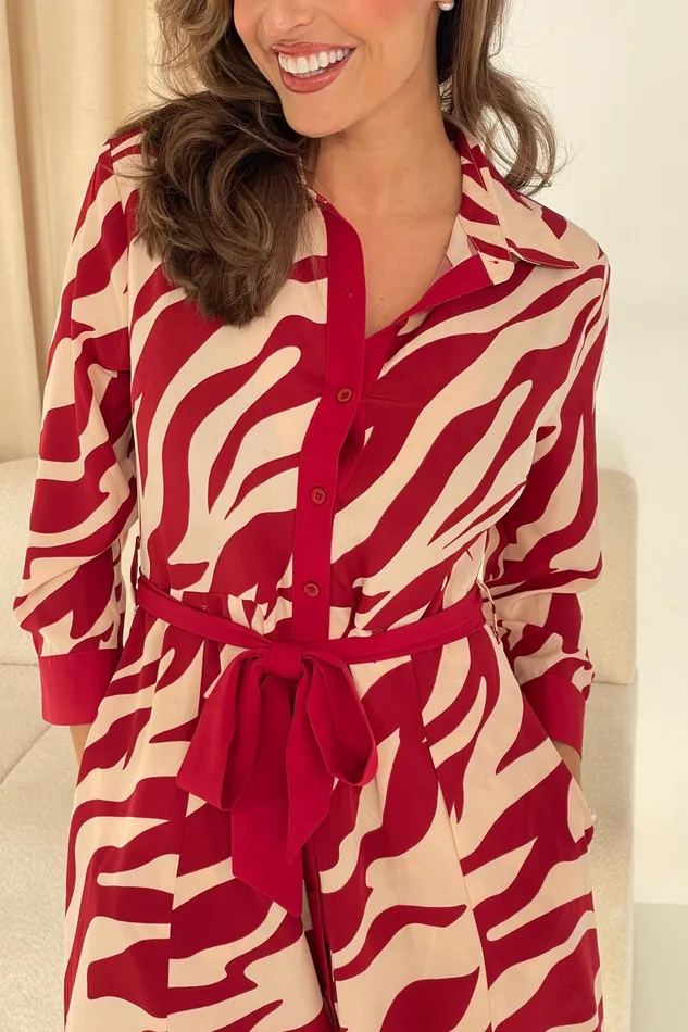 Girl In Mind Maxi Dresses Angela Red Animal Shirt Maxi Dress 8211 Women