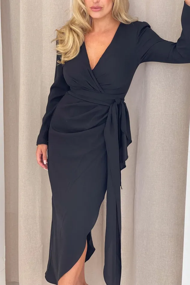Girl In Mind Maxi Dresses Bria Black Wrap Maxi Dress 8211 Women