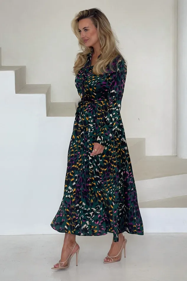 Girl In Mind Maxi Dresses Brielle Green Animal Shirt Midi Dress 8211 Women