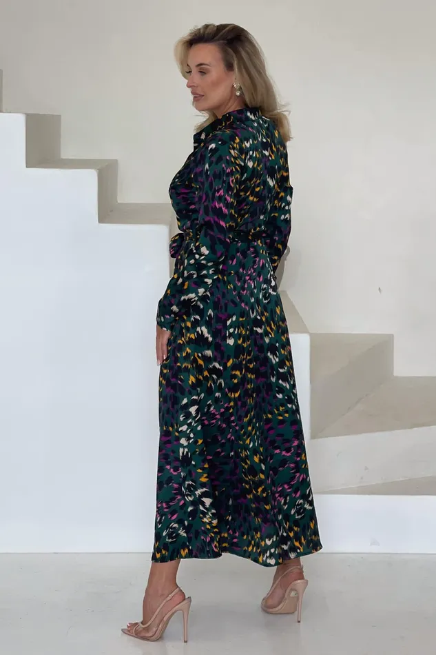 Girl In Mind Maxi Dresses Brielle Green Animal Shirt Midi Dress 8211 Women