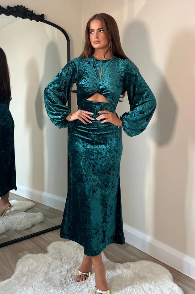 Girl In Mind Maxi Dresses Clara Cutout Maxi Dress Green Velvet 8211 Women