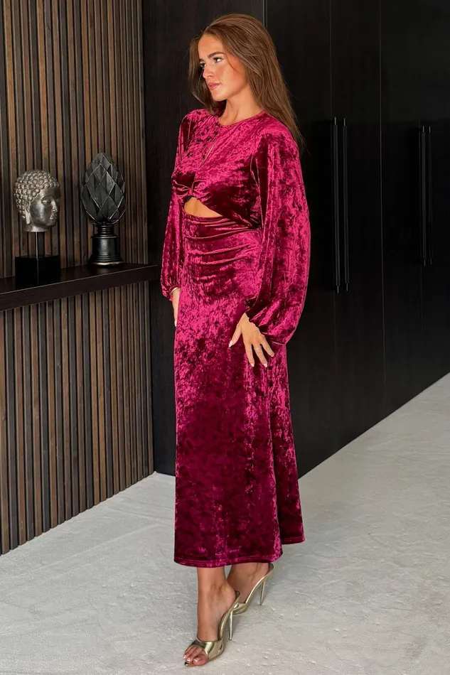 Girl In Mind Maxi Dresses Clara Cutout Maxi Dress Wine Velvet 8211 Women