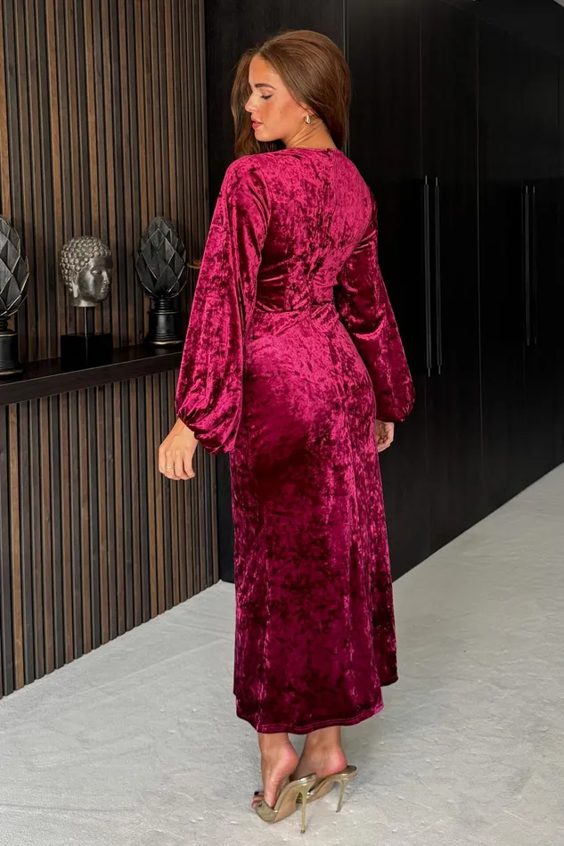 Girl In Mind Maxi Dresses Clara Cutout Maxi Dress Wine Velvet 8211 Women