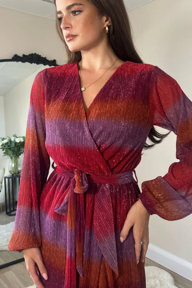 Girl In Mind Maxi Dresses Erin Multi Shimmer Split Hem Frill Detail Maxi Dress 8211 Women