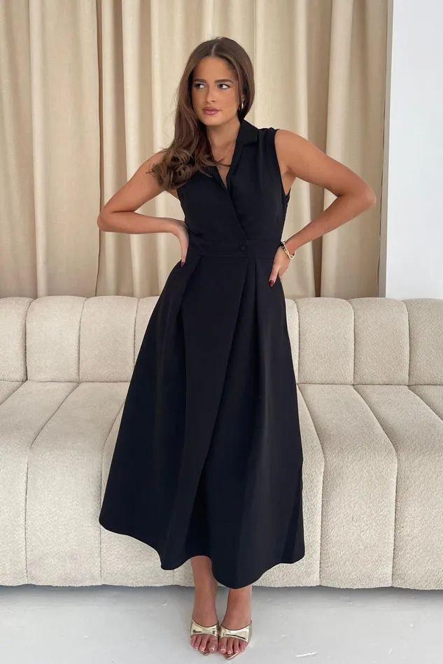 Girl In Mind Midi Dresses Cameron Collared Tailored Shirt Dress Black 8211 Women Girl In Mind Midi Dresses Cameron Collared Tailored Shirt Dress Black 8211 Women