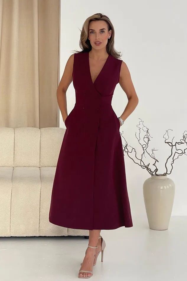 Girl In Mind Midi Dresses Hazel Tailored Sleeveless Midi Dress Wine 8211 Women Girl In Mind Midi Dresses Hazel Tailored Sleeveless Midi Dress Wine 8211 Women