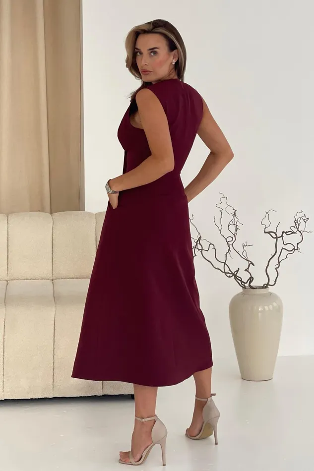 Girl In Mind Midi Dresses Hazel Tailored Sleeveless Midi Dress Wine 8211 Women