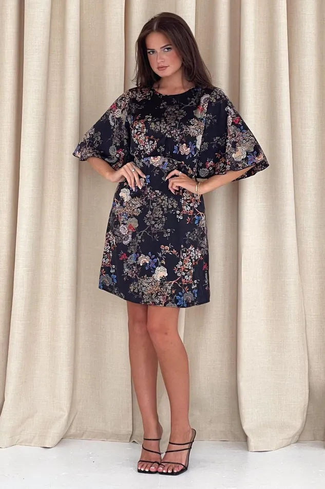 Girl In Mind Mini Dresses Britney Black Floral Short Sleeve Mini Dress 8211 Women