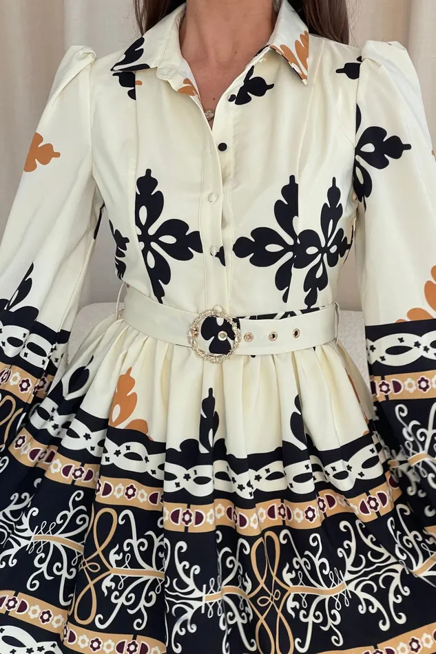 Girl In Mind Mini Dresses Holland Border Print Shirt Mini Dress Cream 8211 Women