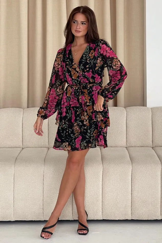 Girl In Mind Mini Dresses Kim Long Sleeve Tiered Mini Dress 8211 Women