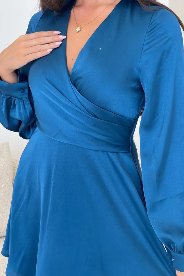 Girl In Mind Mini Dresses Ruth Blue Wrap Mini Skater Dress 8211 Women