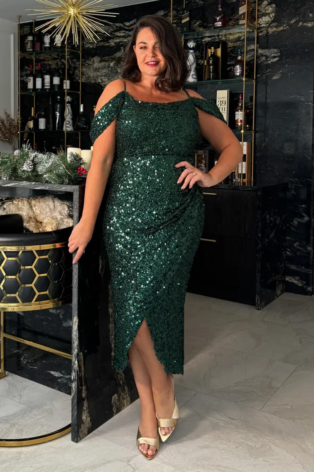 Girl In Mind Sequin Dresses Camila Green Sequin Wrap Over Midi Dress 8211 Women Girl In Mind Sequin Dresses Camila Green Sequin Wrap Over Midi Dress 8211 Women