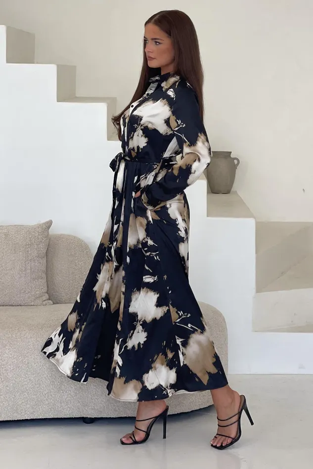 Girl In Mind Shirt Dresses Brielle Black Abstract Print Shirt Dress 8211 Women