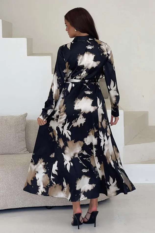 Girl In Mind Shirt Dresses Brielle Black Abstract Print Shirt Dress 8211 Women