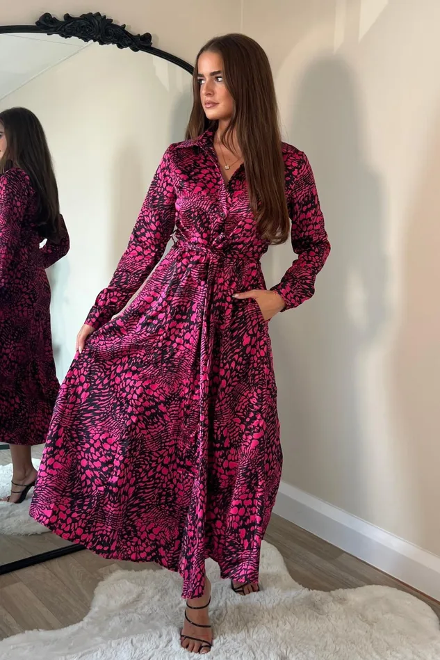 Girl In Mind Shirt Dresses Brielle Long Sleeve Shirt Dress Pink Animal Print 8211 Women Girl In Mind Shirt Dresses Brielle Long Sleeve Shirt Dress Pink Animal Print 8211 Women