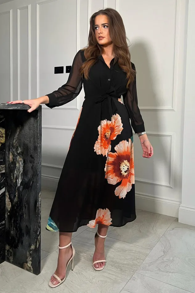 Girl In Mind Shirt Dresses Isabella Flora Chiffon Tie Front Shirt Dress 8211 Women Girl In Mind Shirt Dresses Isabella Flora Chiffon Tie Front Shirt Dress 8211 Women