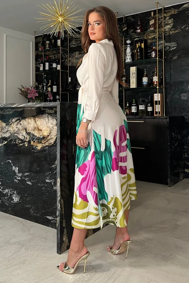 Girl In Mind Shirt Dresses Isabella Green Leaf Tie Front Shirt Dress 8211 Women