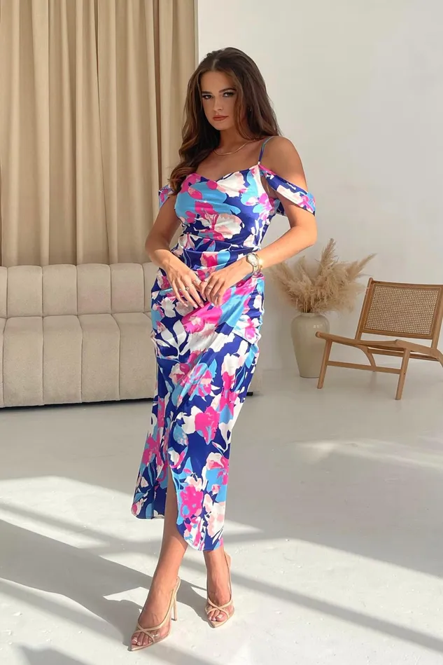 Girl In Mind Wrap Dresses Camila Pink Blue Wrap Over Midi Dress 8211 Women