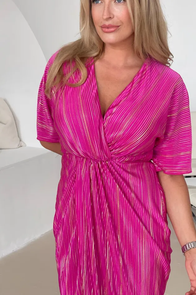Girl In Mind Wrap Dresses Chelsea Wrap Detailing Midi Dress Hot Pink 8211 Women