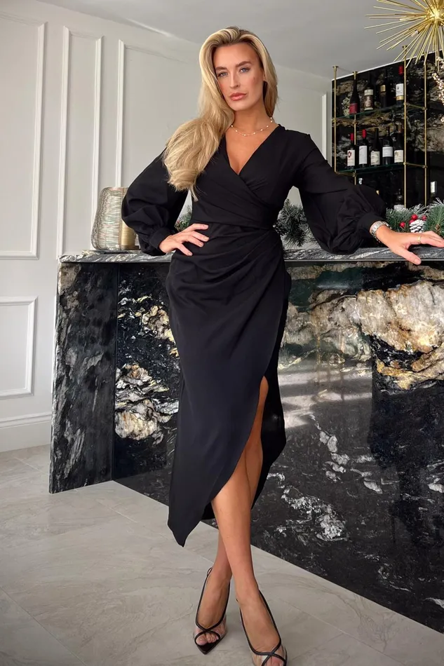 Girl In Mind Wrap Dresses Elsa Black Long Sleeve Wrap Asymmetric Dress 8211 Women Girl In Mind Wrap Dresses Elsa Black Long Sleeve Wrap Asymmetric Dress 8211 Women