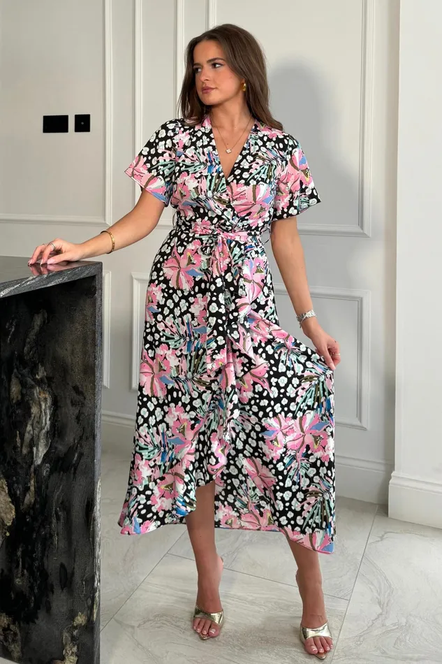 Girl In Mind Wrap Dresses Farrah Wrap Hem Frill Detail Maxi Dress Pink 8211 Women Girl In Mind Wrap Dresses Farrah Wrap Hem Frill Detail Maxi Dress Pink 8211 Women