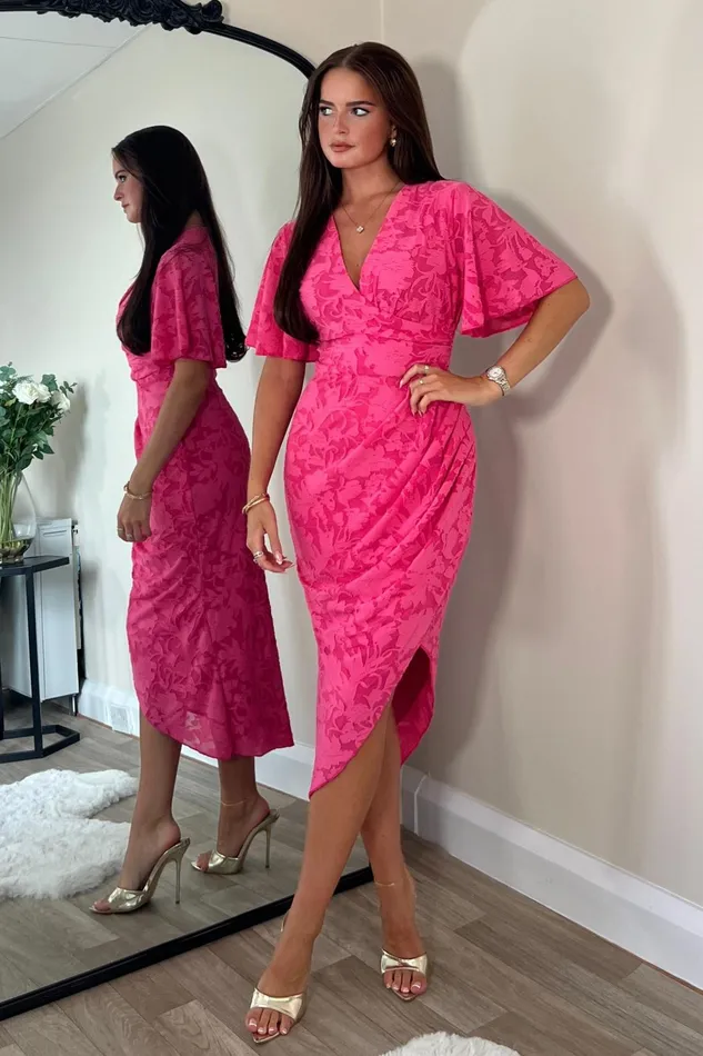 Girl In Mind Wrap Dresses Natasha Angel Sleeve Wrap Midi Dress Pink 8211 Women Girl In Mind Wrap Dresses Natasha Angel Sleeve Wrap Midi Dress Pink 8211 Women