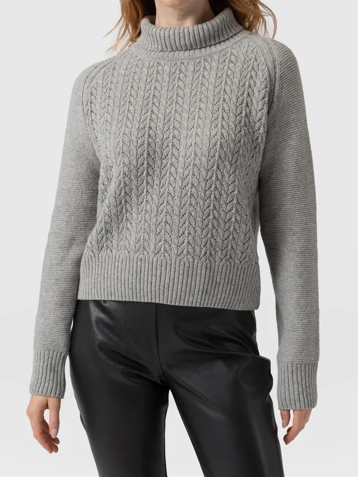 Glen Cable Knit Sweater 8211 Grey Grey Women Saint And Sofia Knitwear