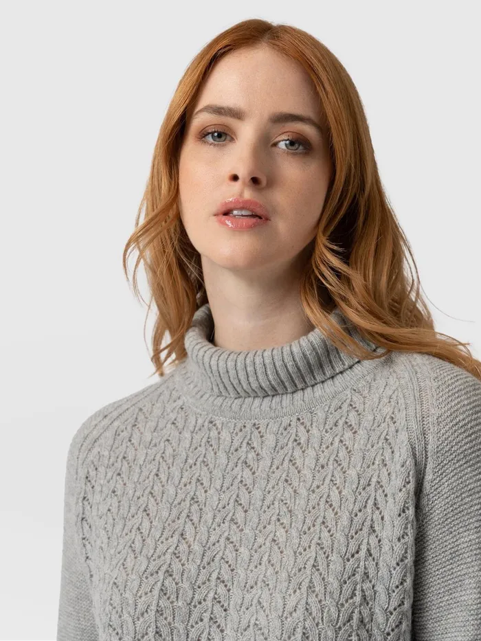 Glen Cable Knit Sweater 8211 Grey Grey Women Saint And Sofia Knitwear