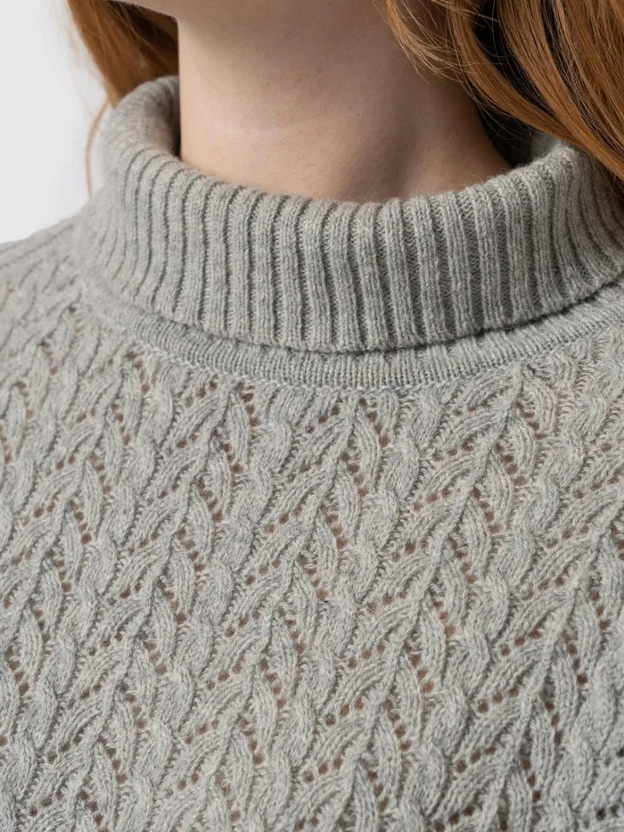 Glen Cable Knit Sweater 8211 Grey Grey Women Saint And Sofia Knitwear