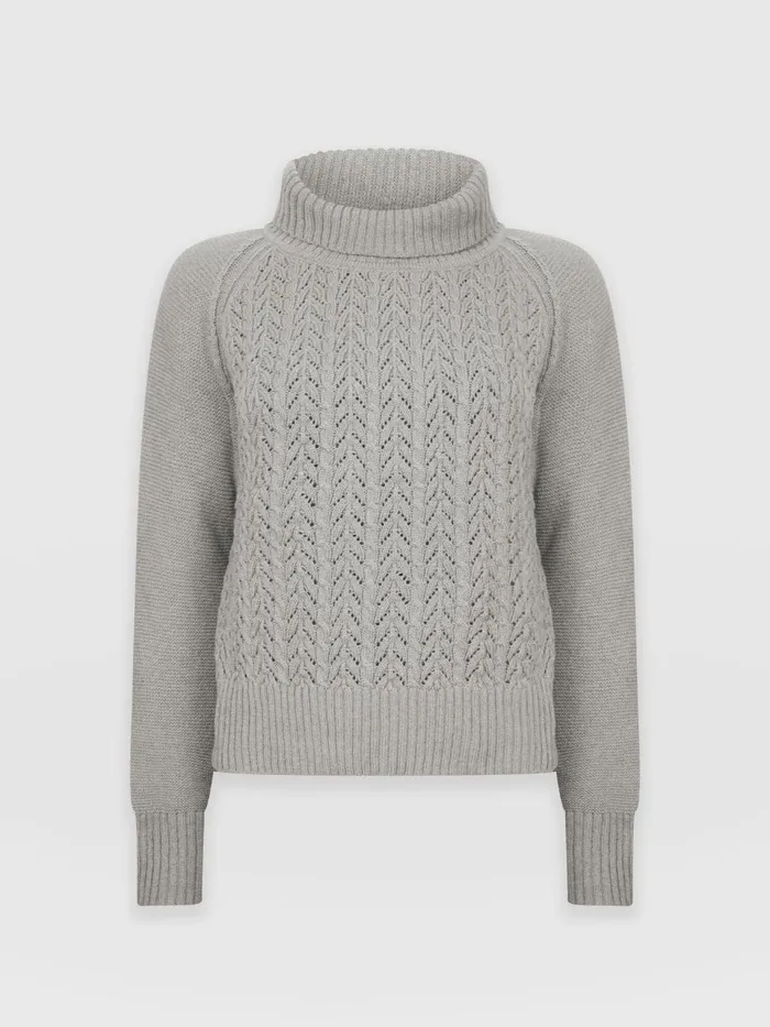 Glen Cable Knit Sweater 8211 Grey Grey Women Saint And Sofia Knitwear