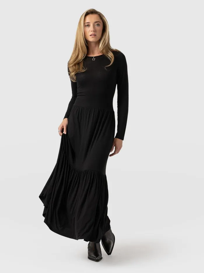 Greenwich Dress Long Sleeve 8211 Black Black Women Saint And Sofia Dresses