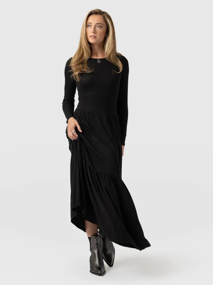 Greenwich Dress Long Sleeve 8211 Black Black Women Saint And Sofia Dresses