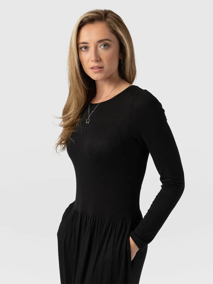 Greenwich Dress Long Sleeve 8211 Black Black Women Saint And Sofia Dresses