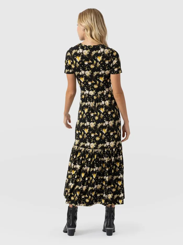 Greenwich Dress Short Sleeve 8211 Black Daisy Floral Black Daisy Floral Women Saint And Sofia Dresses