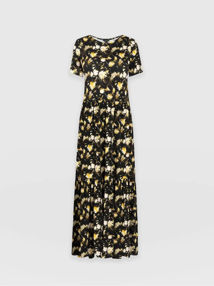 Greenwich Dress Short Sleeve 8211 Black Daisy Floral Black Daisy Floral Women Saint And Sofia Dresses