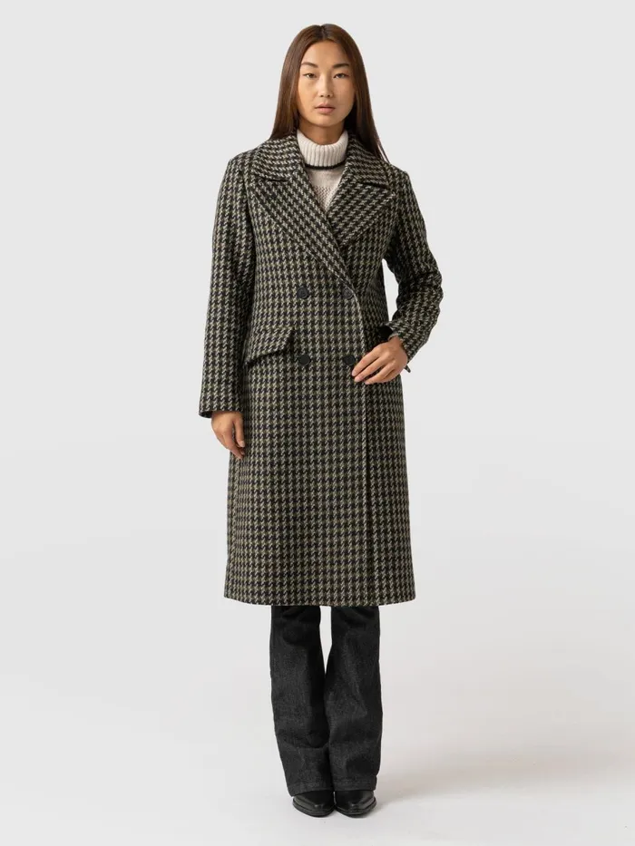 Hampton Coat 8211 Olive Houndstooth Olive Houndstooth Women Saint And Sofia Coats and Jackets
