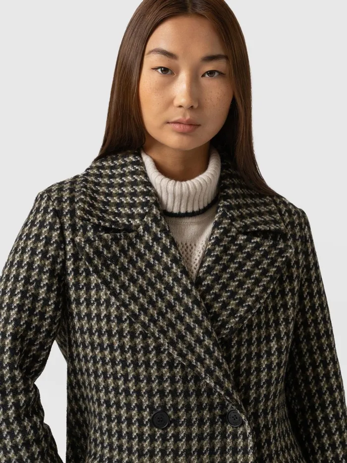 Hampton Coat 8211 Olive Houndstooth Olive Houndstooth Women Saint And Sofia Coats and Jackets